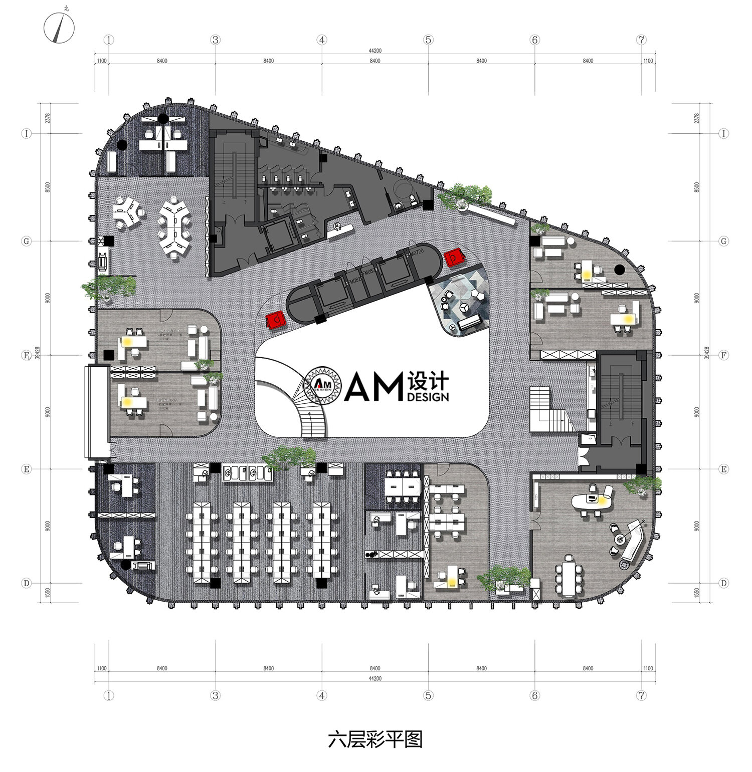 AM设计 | 内蒙古东源集团办公楼六层设计平面图