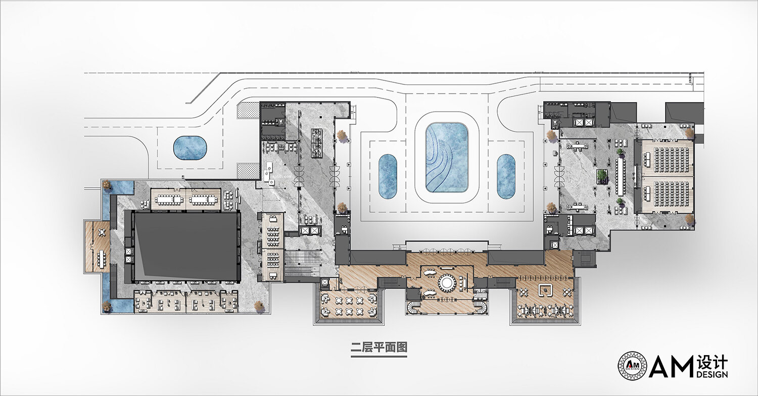 AM设计 | 汉中南湖度假酒店二层设计平面图