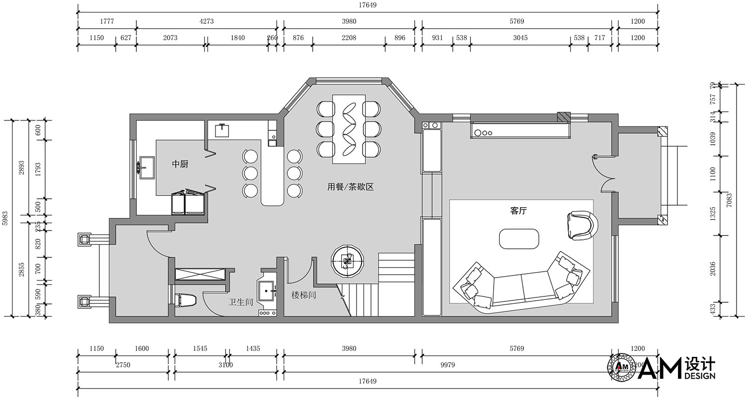 AM设计 | 华银·北京天鹅湖民宿设计一层平面图